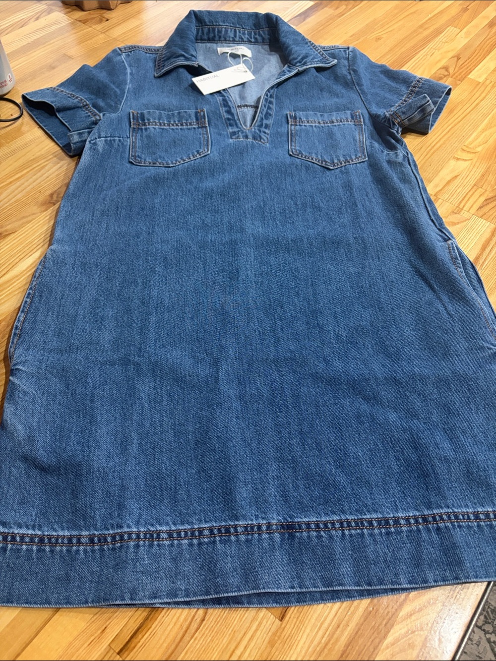 Habitual Women’s Blue Denim Short-Sleeve Polo Dress